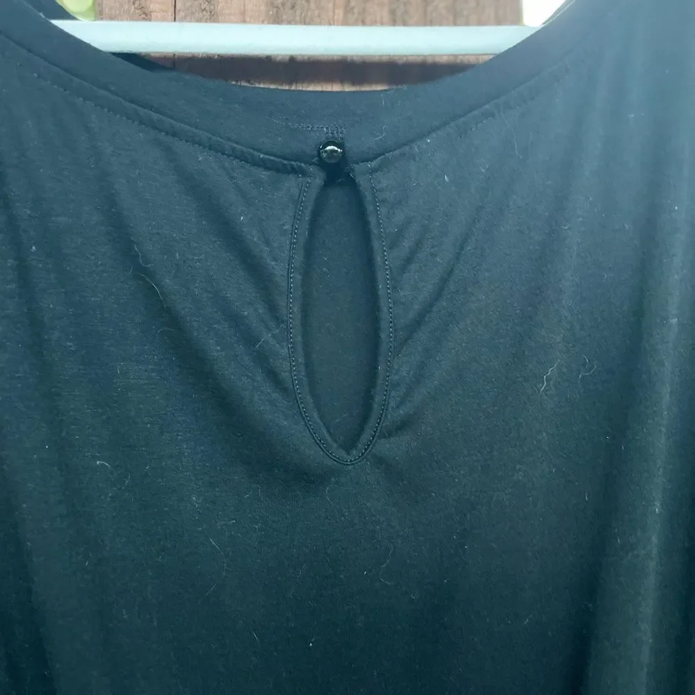 Black short sleeve elastic waist jogger bottom one piece pull-on jumpsuit - Picture 5 of 10